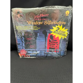 Photo of FREDDY KRUEGER ON ELM STREET 2 GIANT WINDOW SILHOUETTES COVERS DECORATIONS NEW