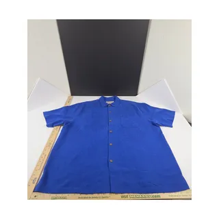Photo of Tommy Bahama Original Fit Men’s XL Blue 100% Silk Jacquard Palm Button Up Shirt