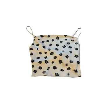Photo of Women's Small Pink Black Brown Cheetah Print Crop Sleeveless Satin Tank Top