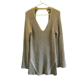 Photo of Free People midi back cutout heavy knit sweater cream tan Small cozy fall 
