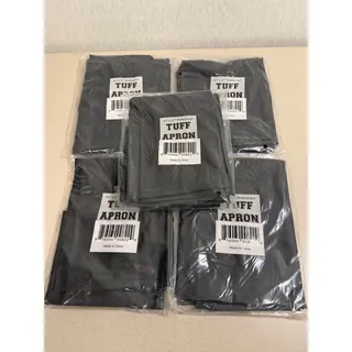 Photo of Lot of 5 TUFF Waterproof Aprons 41 x 27 in Heavy Duty Work Shop Black Bulk