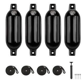 Photo of KEMIMOTO Boat Fenders 4 Pack w/ Ropes & Pump for 15-35FT Boats Black