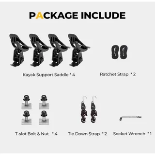 Photo of BougeRV T-Slot Kayak Roof Rack Saddles 2 Pairs 150LB Capacity Open Box