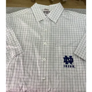 Photo of Vintage Red Oak Notre Dame Fighting Irish Plaid Short Sleeve Shirt Men M 44 Chest