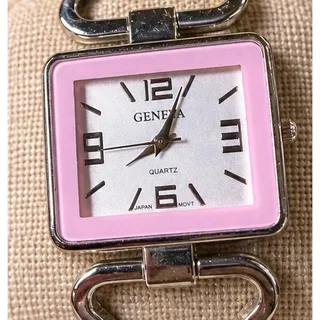 Photo of Geneva Pink Enamel Silver Tone Cuff Bracelet Watch NWOT New Battery