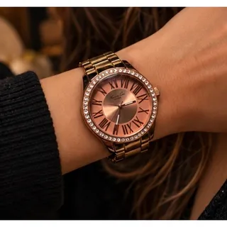 Photo of Kenneth Cole Copper Tone Rhinestone Watch 40mm New Battery
