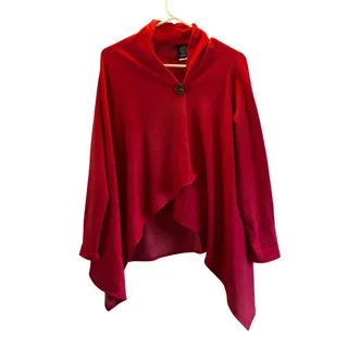 Photo of Bobeau Red fleece one button sweatshirt Medium cozy holiday 