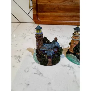 Photo of Thomas Kinkade Illuminated Lighthouse Christmas ornaments coastal cottage 2001 