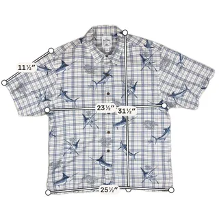Photo of Guy Harvey AFTCO Bluewater Shirt Mens XL Marlin Plaid Fishing Button Up