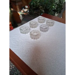 Photo of Set of 6 Vtg Clear Glass Fluted Salt Cellars 1.5 " (3238)