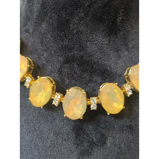 Photo of Ella Gold Tone Yellow Faceted Oval Stone Statement Necklace And Earring Set