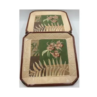 Photo of VTG Set of 8 Certified International Pamela Gladding 11" Square Dinner Plates 