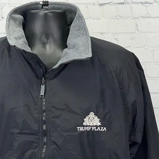 Photo of Vintage 90s Trump Plaza Atlantic City Casino Bomber Jacket M Medium Black Fleece