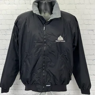 Photo of Vintage 90s Trump Plaza Atlantic City Casino Bomber Jacket M Medium Black Fleece