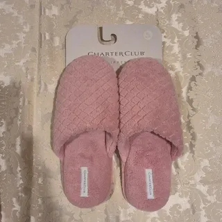Photo of Charter Club Women Slippers Pink Quilted Plush Memory Foam Slip Ons