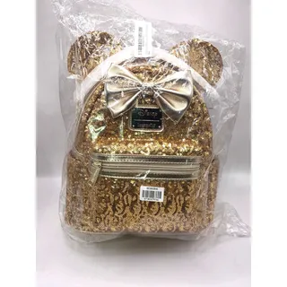 Photo of Loungefly Disney Minnie Mouse Gold Sequin Mini Backpack WDBK0646 New