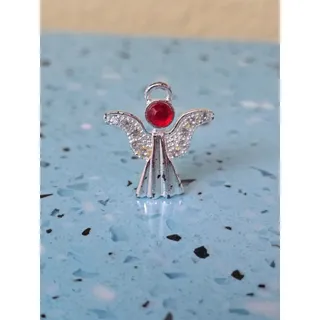 Photo of Silver Angel with Red Stone Brooch Pin