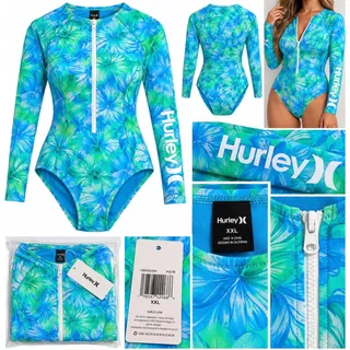 Photo of Hurley HBN30004 Floral Long Sleeve One Piece Swimsuit Rashguard XXL NWT
