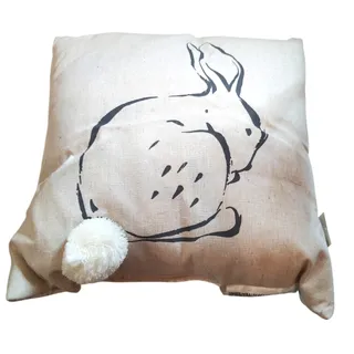 Photo of Taupe Bunny 14x14 Decorative Throw Pillow Pom Pom Tail Spring