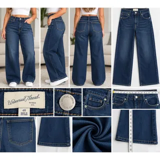 Photo of Universal Thread Everyday High Rise Wide Leg Jeans 4R Blue Stretch Denim NWT