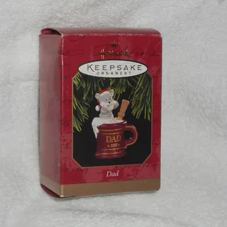 Photo of 1997 Hallmark Dad Mouse Mug Keepsake Christmas Ornament Figurine New