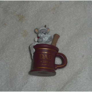 Photo of 1997 Hallmark Dad Mouse Mug Keepsake Christmas Ornament Figurine New