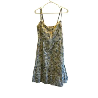 Photo of Romy green blue floral lined sundress Large cottagecore 