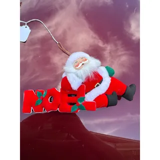 Photo of Santa plush ornament vintage HOHO sign