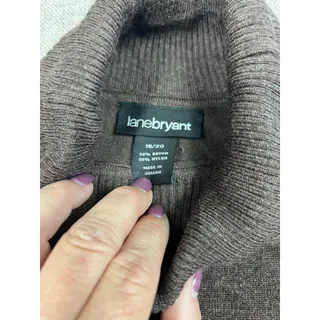 Photo of Lane Bryant Turtleneck Sweater Women's 18/20 Brown Button Cuff Plus Size