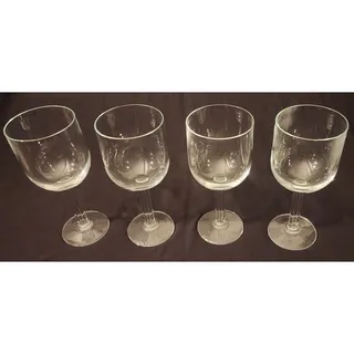 Photo of Vintage Hand Blown Lead Crystal Water Wine Goblets 7 Inch Set of 4 Flat Stem