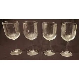 Photo of Vintage Hand Blown Lead Crystal Water Wine Goblets 7 Inch Set of 4 Flat Stem