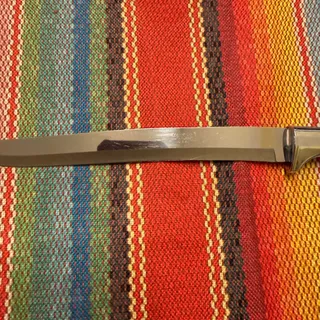 Photo of Vintage Quikut USA Stainless Carving Slicing Knife Cream Handle