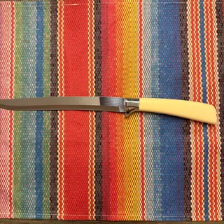 Photo of Vintage Quikut USA Stainless Carving Slicing Knife Cream Handle
