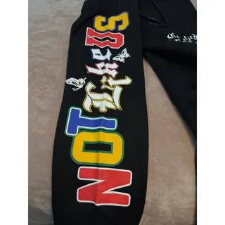 Photo of Y2K Graphic Sweatpants Joggers Gothic Lettering Streetwear Men’s Large NEW Black