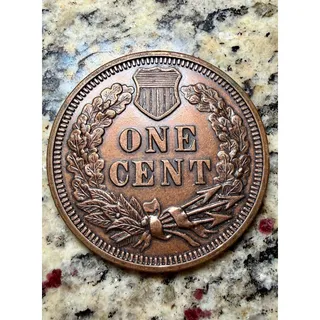 Photo of Vintage Oversized 1877 Indian Head Penny Replica 3” Novelty One Cent Coin