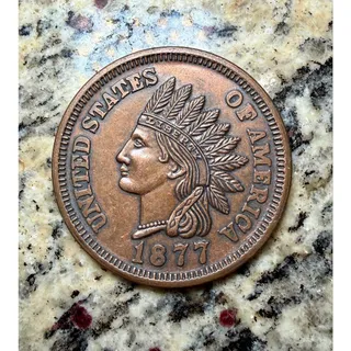 Photo of Vintage Oversized 1877 Indian Head Penny Replica 3” Novelty One Cent Coin