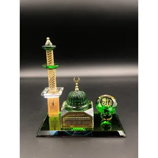 Photo of Crystal Glass Crystal Medina Mosque Model For Islamic Decoration With Box