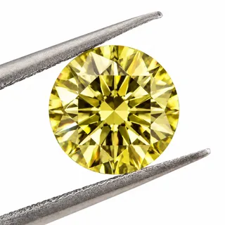 Photo of 1CT Yellow Moissanite Round 6.5mm VVS1 Loose Gemstone GRA Card & Case Certified