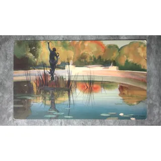 Photo of Vintage c1940 Postcard Diana Pool Brookgreen Gardens SC Watercolor Eliot O'Hara