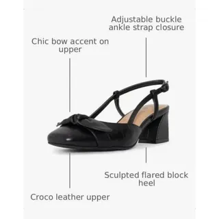 Photo of NYDJ Womens Sallie Crocco Leather Slingback Dress Pump, Black, Size 8.5