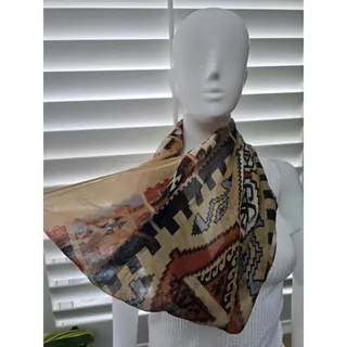 Photo of Charming Charlie Tribal Pattern Brown Infinity Scarf OSFM
