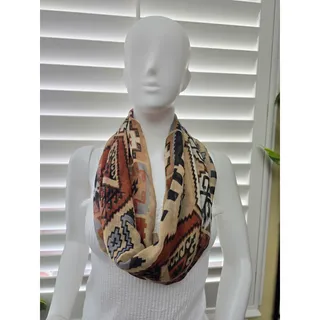 Photo of Charming Charlie Tribal Pattern Brown Infinity Scarf OSFM