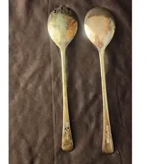 Photo of Vintage Sheffield England Silverplate Salad Serving Set Spoon & Fork 9.5"