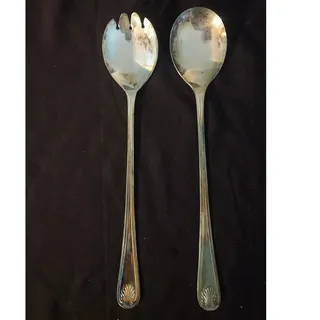 Photo of Vintage Sheffield England Silverplate Salad Serving Set Spoon & Fork 9.5"