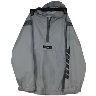 Photo of Vintage 90s Nike Youth Large Gray Anorak Windbreaker Sleeve Spellout