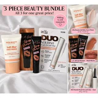 Photo of Ulta Beauty Soft Blur Primer DUO Lash Glue L.A. Girl Lip Plumper 3pc Bundle