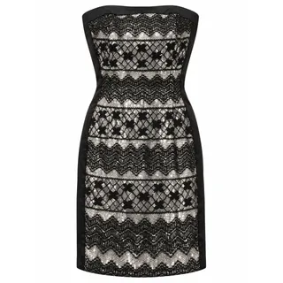 Photo of Vintage Y2K Jessica McClintock Black Silver Sequin Lace Strapless Cocktail Dress Size 8