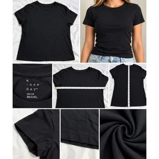 Photo of A New Day Women’s Medium Black Short Sleeve Crewneck Basic T-Shirt Casual Tee