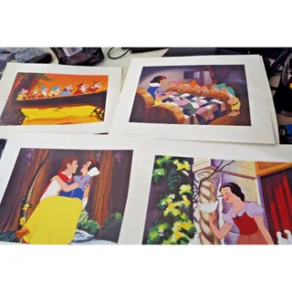 Photo of 2001 Disney Snow White and Seven Dwarfs Exclusive Lithograph Portfolio 4 Images