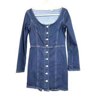 Photo of Levis Womens S Blue Veda Button Up Denim Jean Mini Dress Western